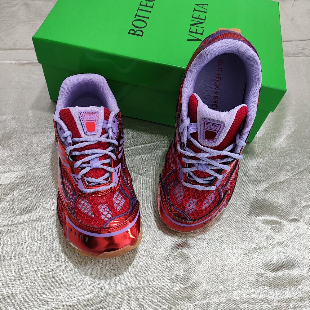 Bottega Veneta Red & Purple Mesh Sneakers
